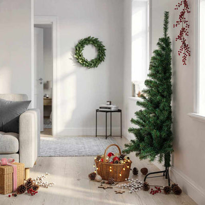 Vidaxl kunstkerstboom avec un demi-150 cm en PVC vert standard