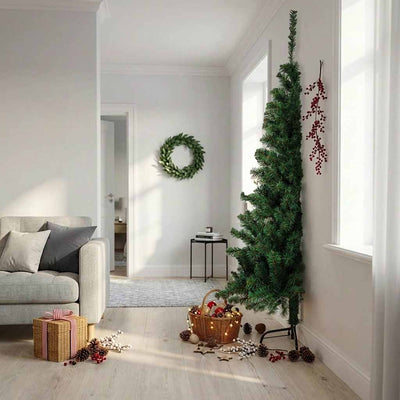 Vidaxl kunstkerstboom avec un demi-210 cm en PVC vert standard