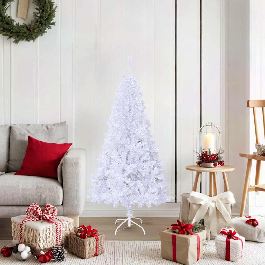 Vidaxl kunstkerstboom avec des branches épaisses 150 cm PVC blanc