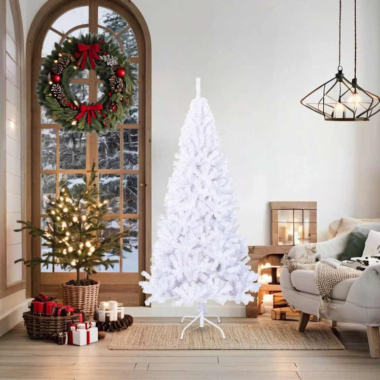 Vidaxl kunstkerstboom avec des branches épaisses 180 cm PVC blanc