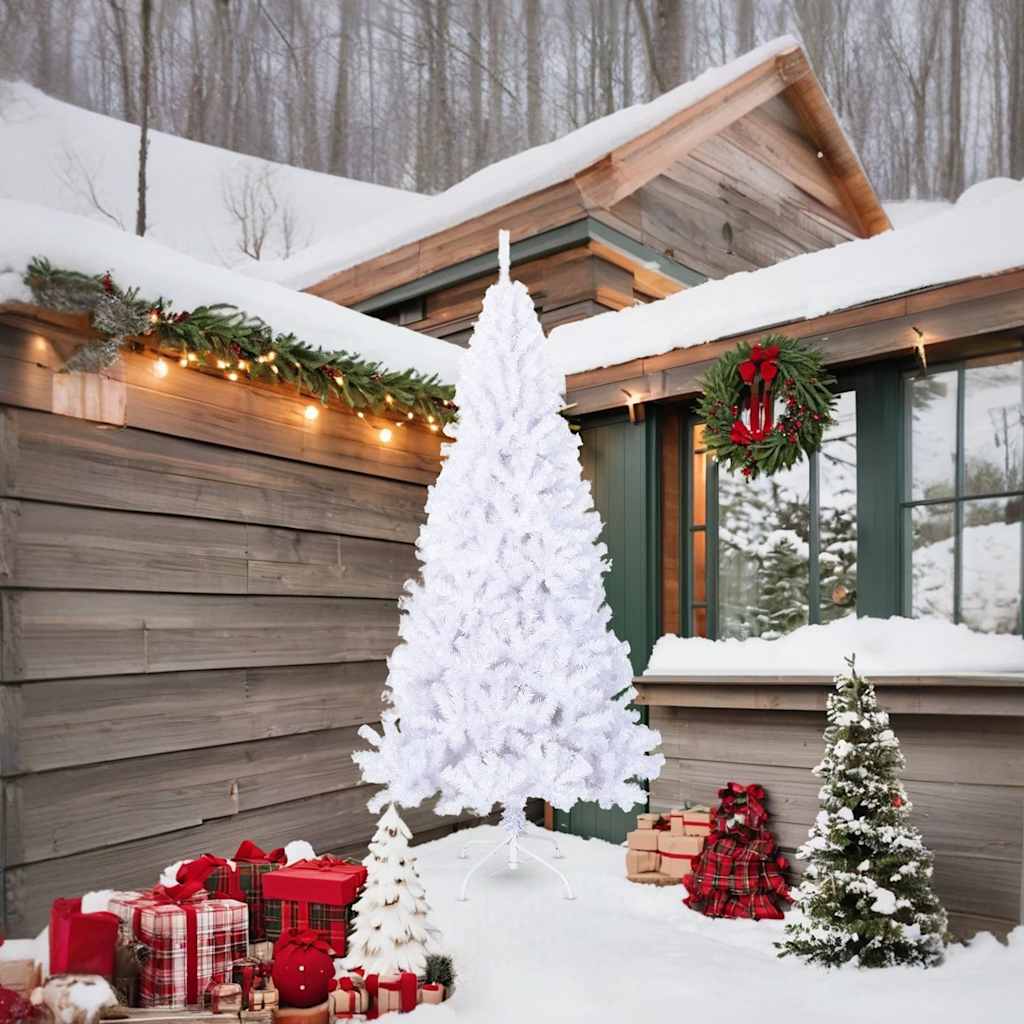 Vidaxl kunstkerstboom avec des branches épaisses 210 cm PVC blanc
