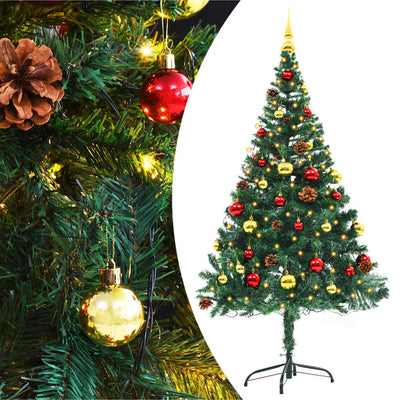 Vidaxl kunstkerstboom avec éclairage et balles de Noël 150 cm verts