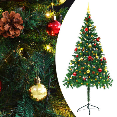 Vidaxl kunstkerstboom avec éclairage et balles de Noël 180 cm verts