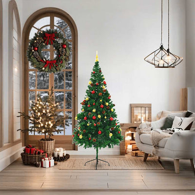 Vidaxl kunstkerstboom avec éclairage et balles de Noël 180 cm verts