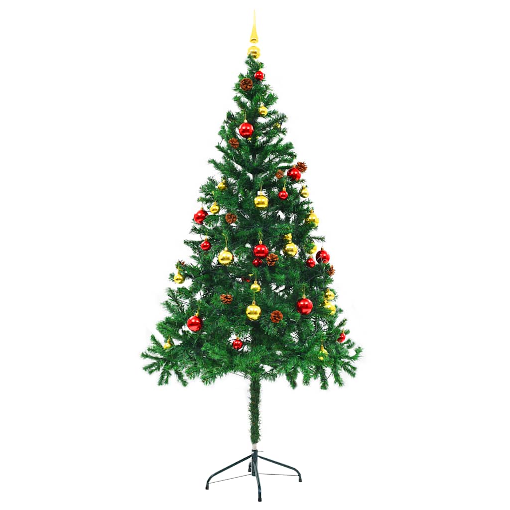 Vidaxl kunstkerstboom avec éclairage et balles de Noël 180 cm verts