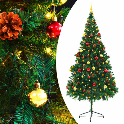 Vidaxl kunstkerstboom avec éclairage et balles de Noël 210 cm verts
