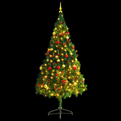 Vidaxl kunstkerstboom avec éclairage et balles de Noël 210 cm verts