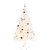 Vidaxl kunstkerstboom avec éclairage et balles de Noël 150 cm blancs
