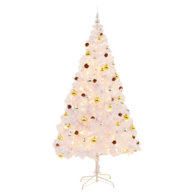 Vidaxl kunstkerstboom avec éclairage et balles de Noël 210 cm blancs