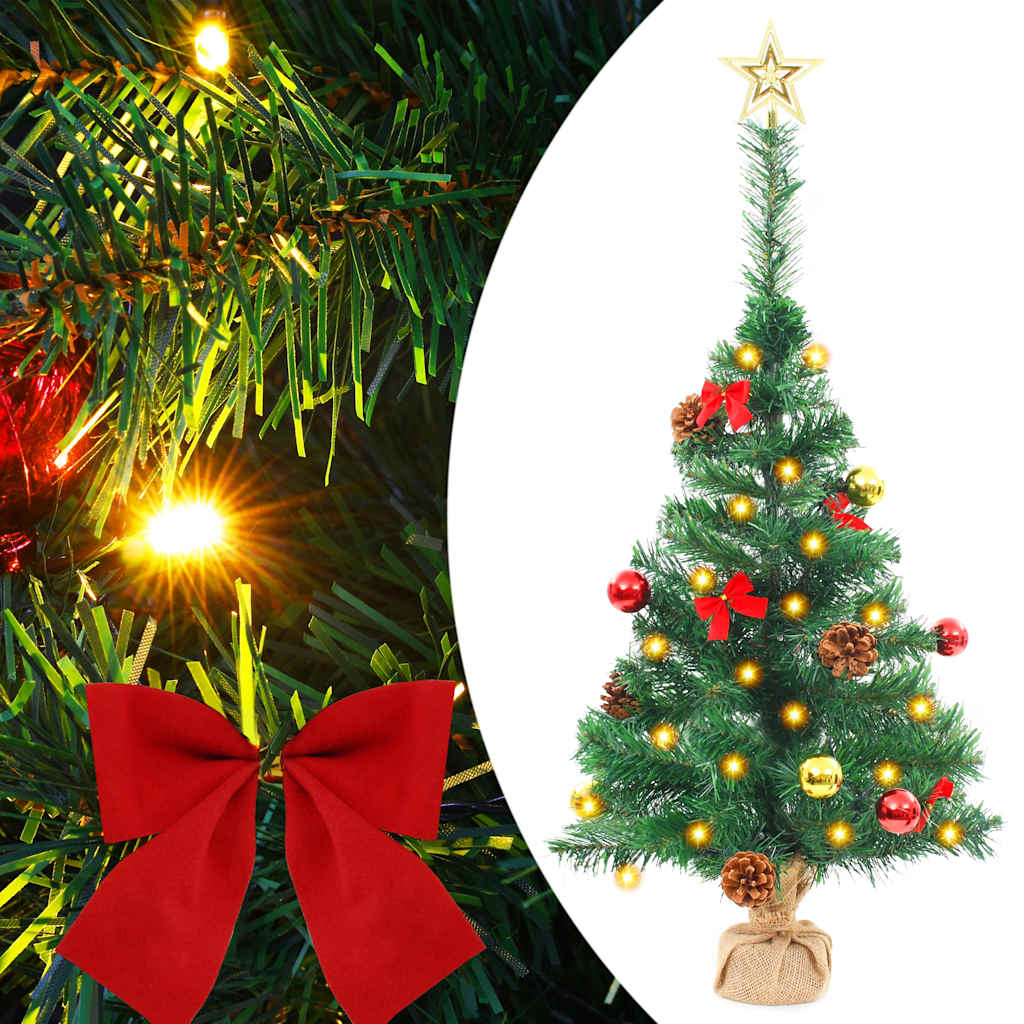 Vidaxl kunstkerstboom avec éclairage et balles de Noël 64 cm verts