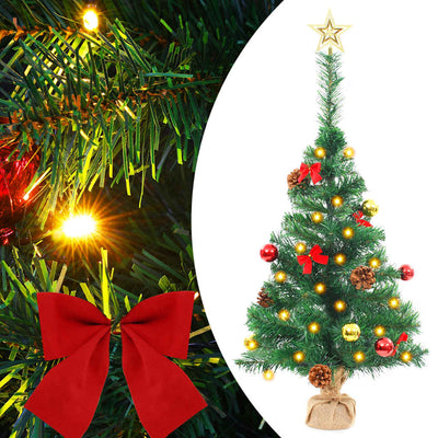 Vidaxl kunstkerstboom avec éclairage et balles de Noël 64 cm verts