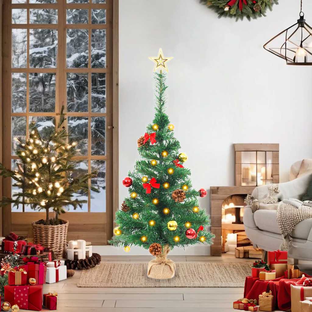 Vidaxl kunstkerstboom avec éclairage et balles de Noël 64 cm verts