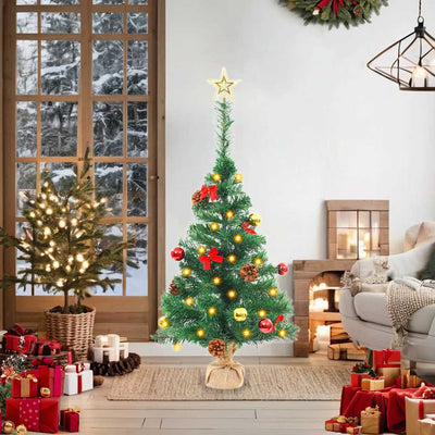 Vidaxl kunstkerstboom avec éclairage et balles de Noël 64 cm verts