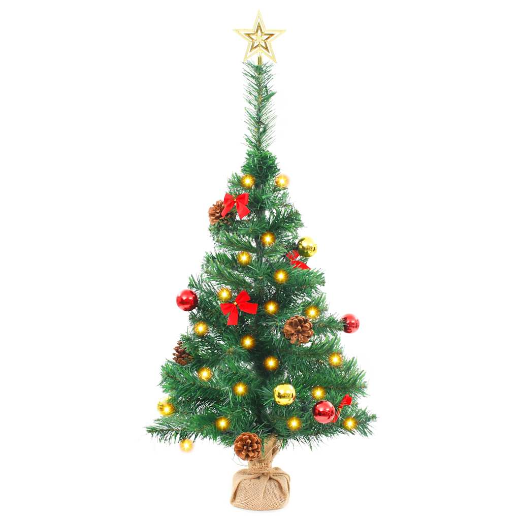 Vidaxl kunstkerstboom avec éclairage et balles de Noël 64 cm verts