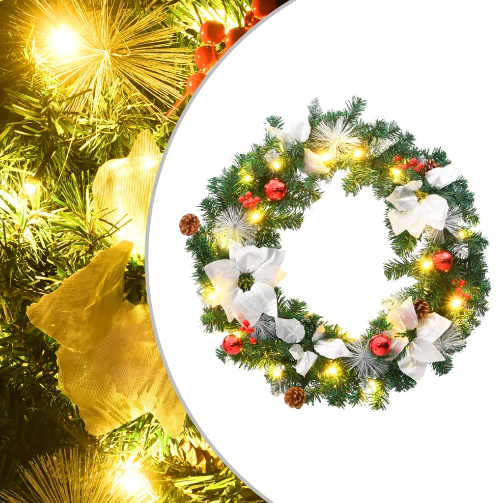 Vidaxl Couronne de Noël avec lumières LED 60 cm PVC vert