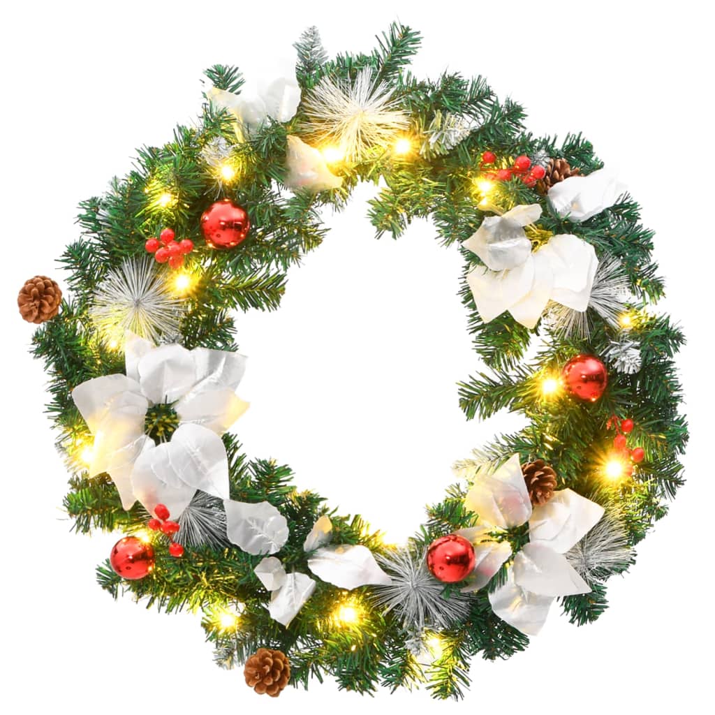 Vidaxl Couronne de Noël avec lumières LED 60 cm PVC vert