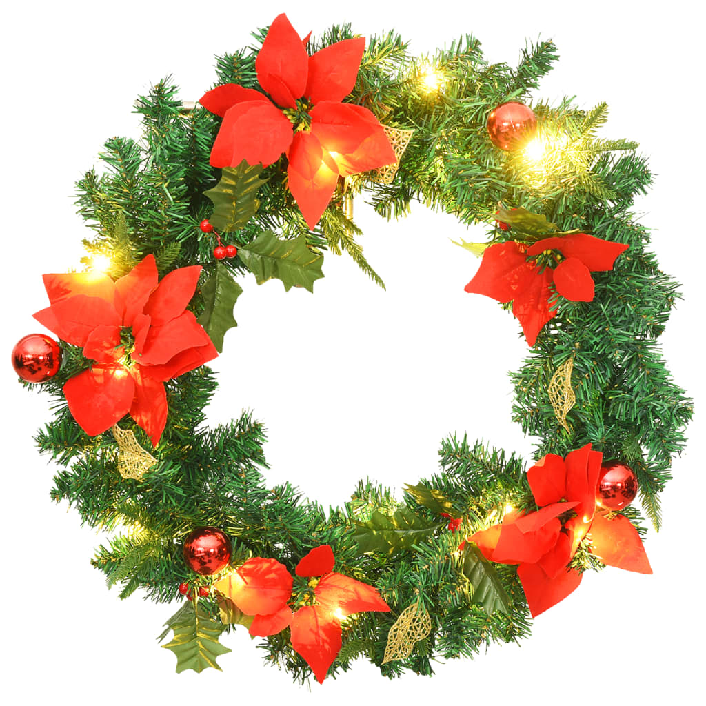 Vidaxl Couronne de Noël avec lumières LED 60 cm PVC vert