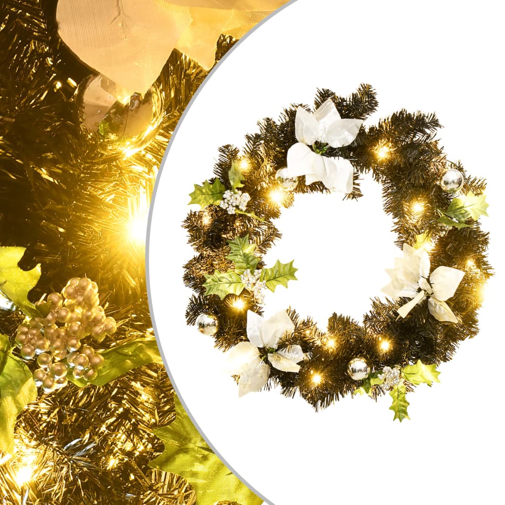 Vidaxl Couronne de Noël avec lumières LED 60 cm PVC noir