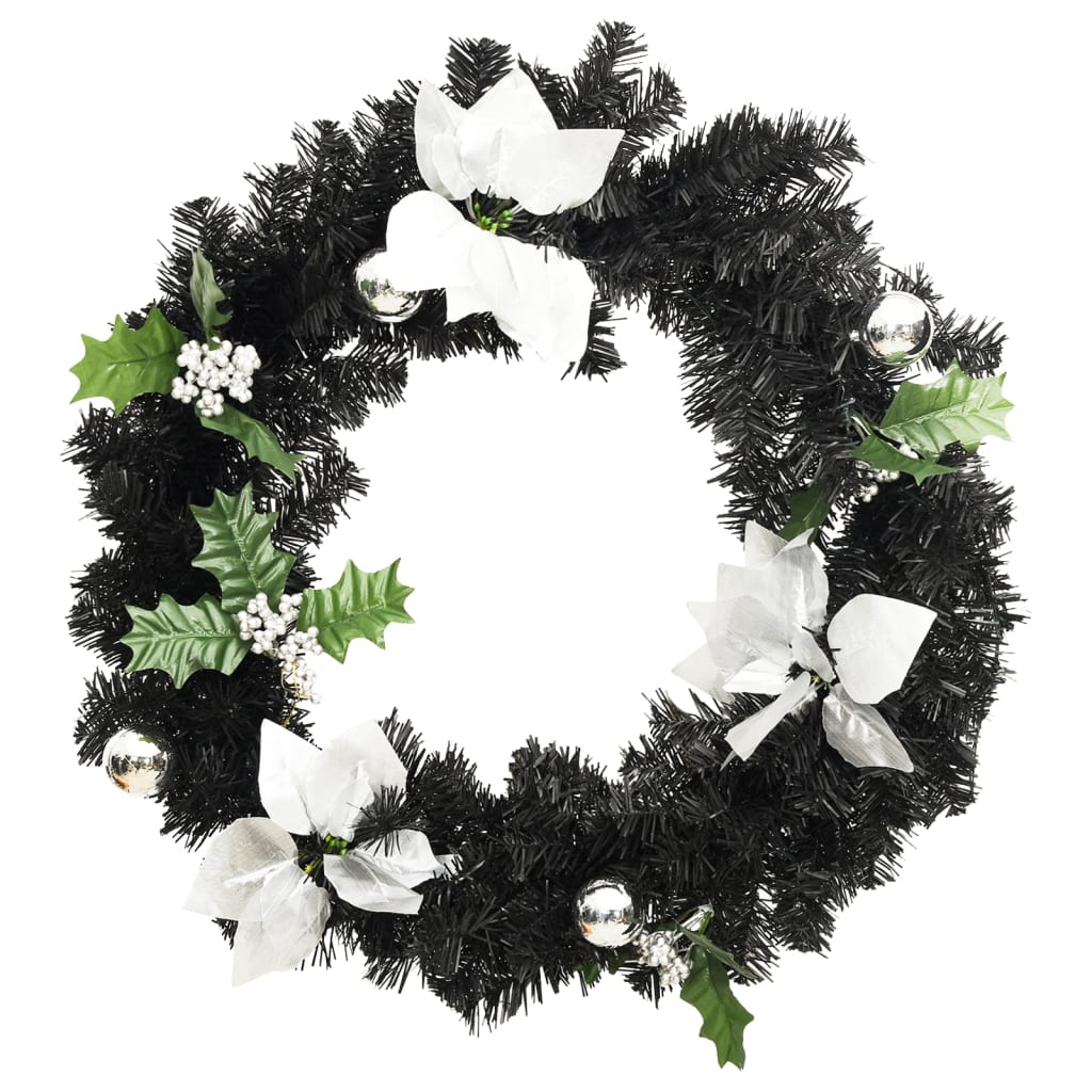 Vidaxl Couronne de Noël avec lumières LED 60 cm PVC noir