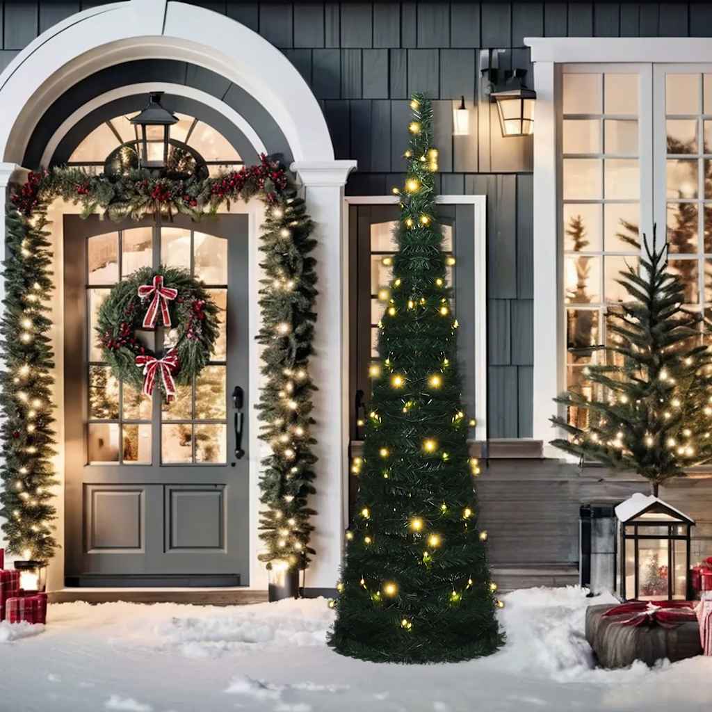 Vidaxl Kunstkerstboom avec un éclairage pop-up 210 cm vert