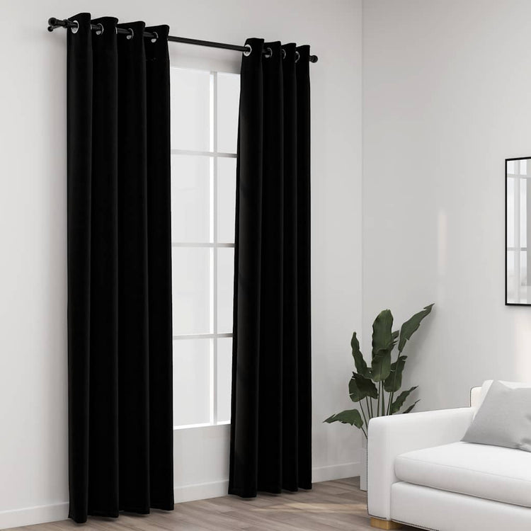Vidaxl rideaux lin looks accablants 2 st 140x245 cm noir