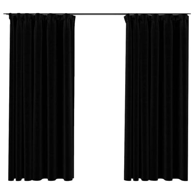 Vidaxl rideaux en lin look accablant crochets 2 st 140x175 cm noir