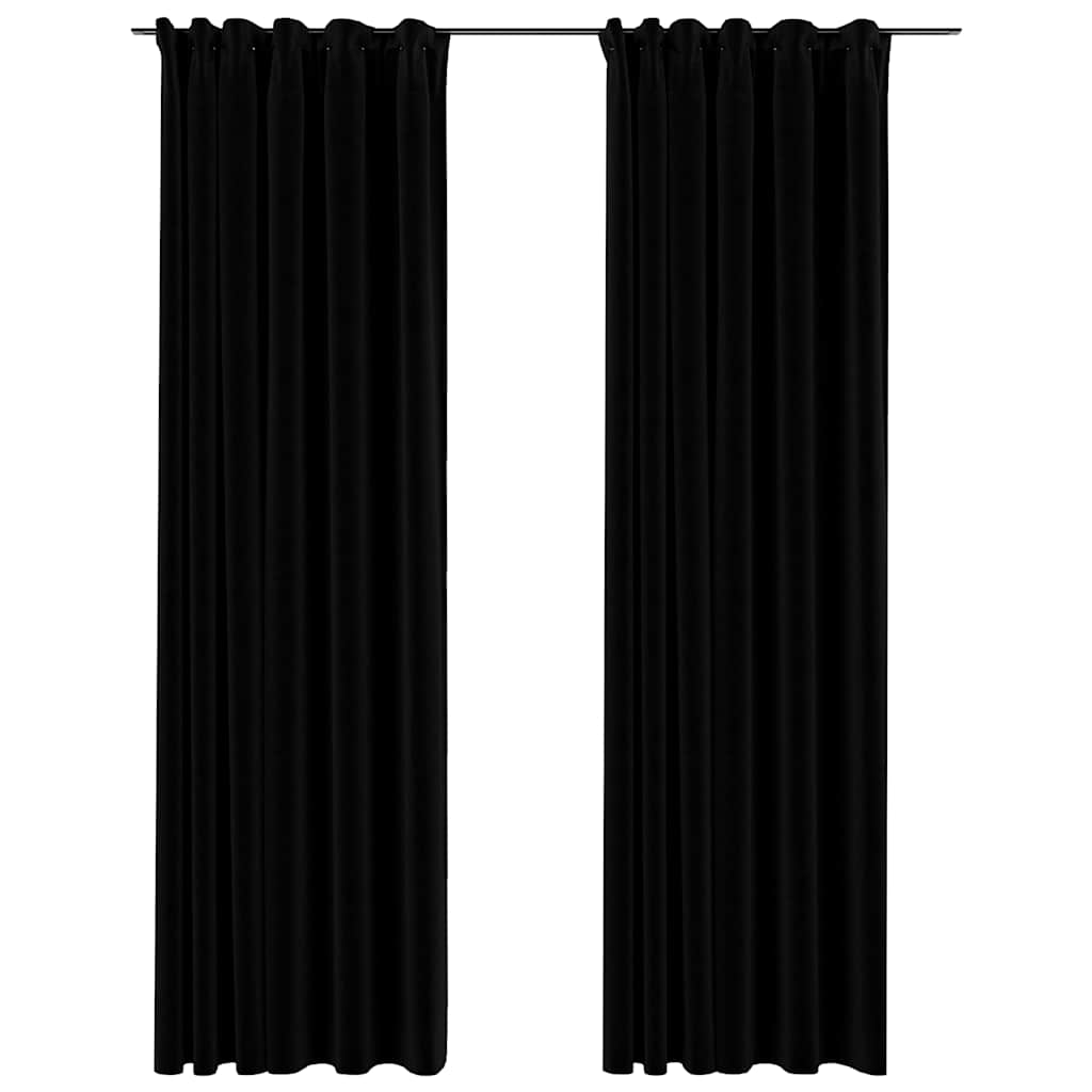 Vidaxl rideaux en lin Look Blackout Hooks 2 ST 140x245 cm noir
