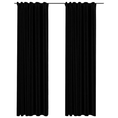 Vidaxl rideaux en lin Look Blackout Hooks 2 ST 140x245 cm noir