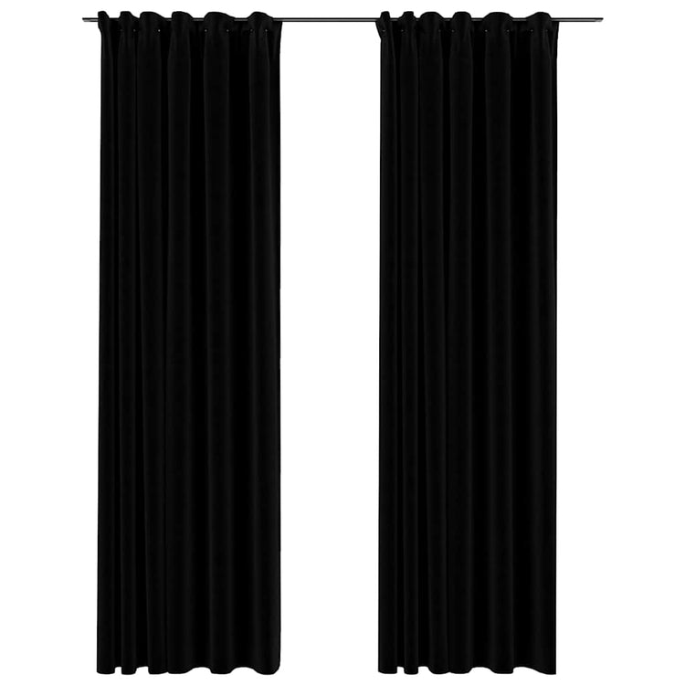 Vidaxl rideaux en lin Look Blackout Hooks 2 ST 140x245 cm noir