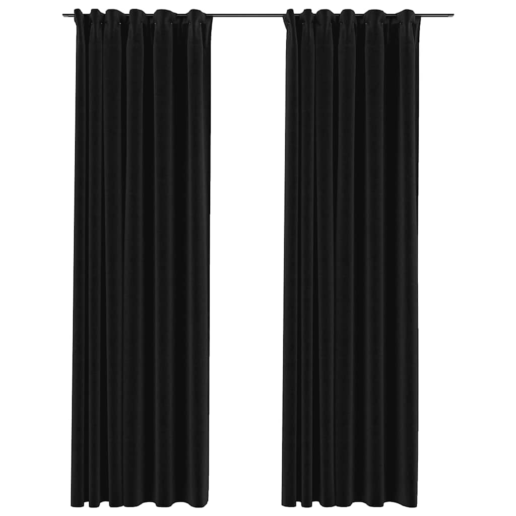 Vidaxl rideaux de lin accablé 2 ST 140x225 cm anthracite