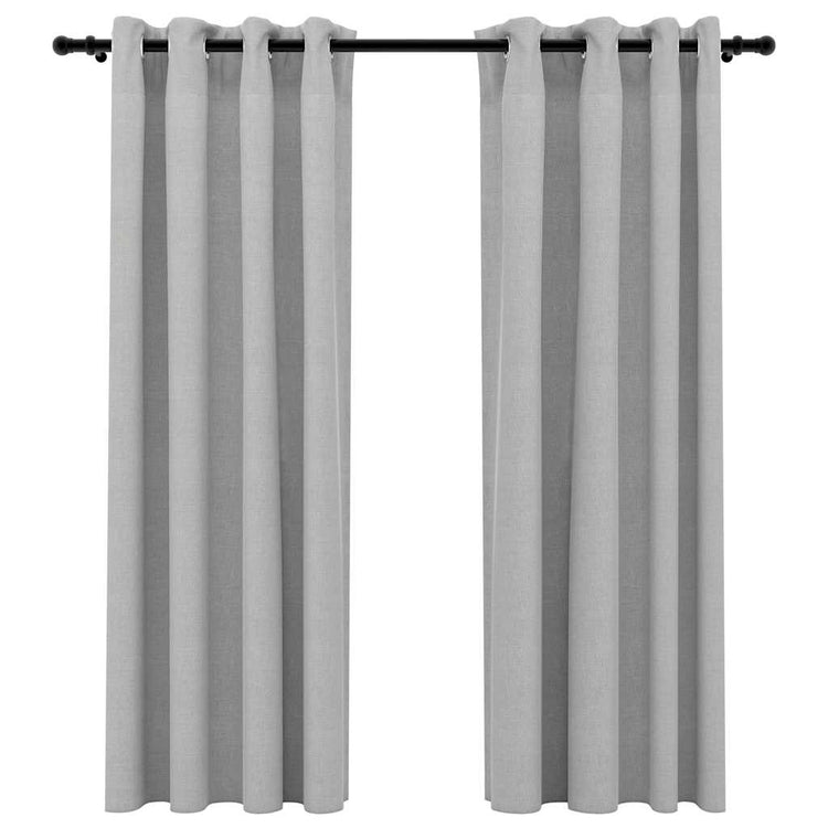 Vidaxl rideaux en lin look accablant les yeux 2 st 140x175 cm gris