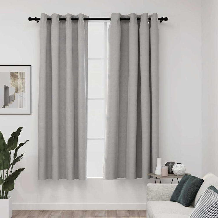 Vidaxl rideaux en lin look accablant les yeux 2 st 140x175 cm gris