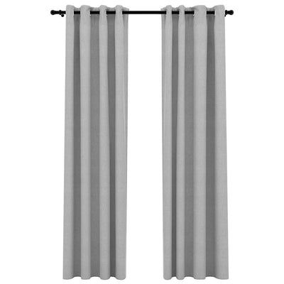 Vidaxl rideaux en lin look accablant les yeux 2 st 140x225 cm gris