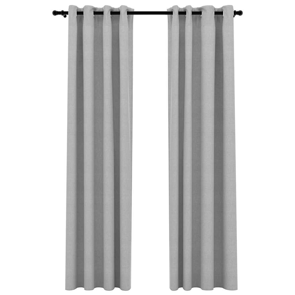Vidaxl rideaux en lin Look accablant les yeux 2 ST 140x245 cm Gray