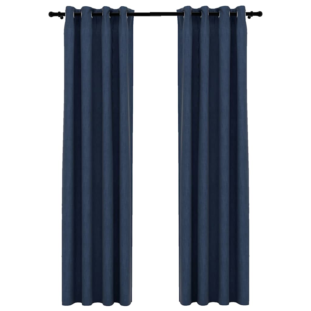 Vidaxl rideaux lin looks accablants 2 st 140x225 cm bleu