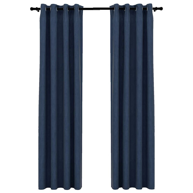 Vidaxl rideaux lin looks accablants 2 st 140x225 cm bleu