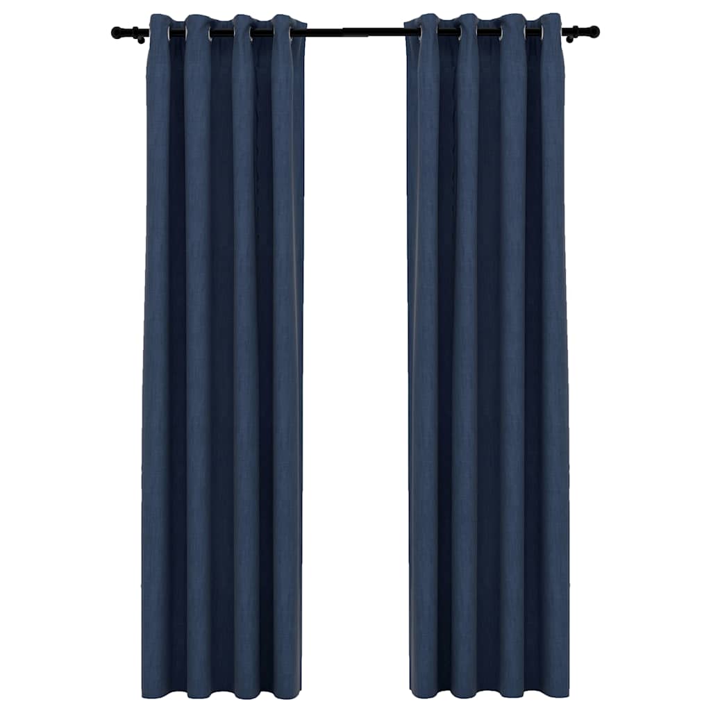 Vidaxl rideaux lin look accablant les yeux 2 st 140x245 cm bleu