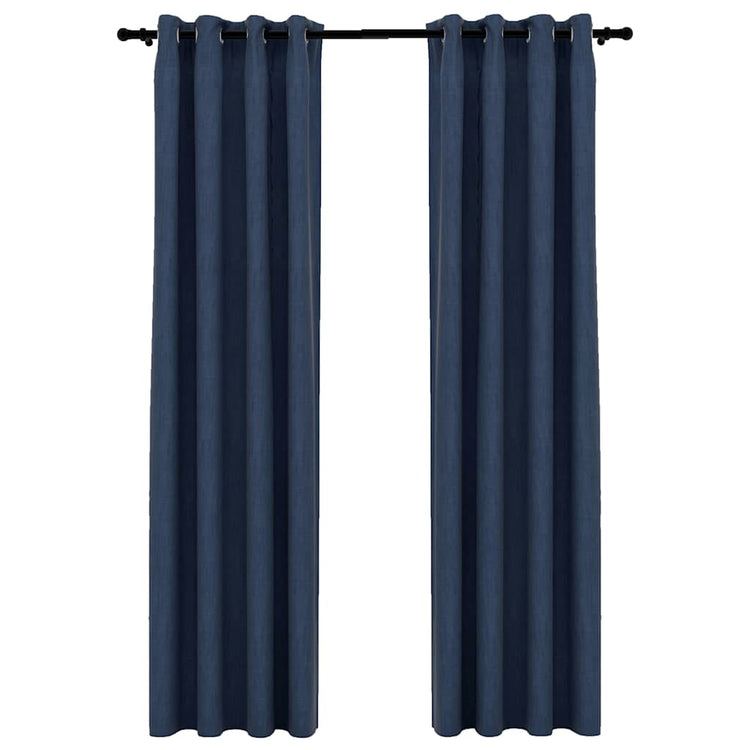 Vidaxl rideaux lin look accablant les yeux 2 st 140x245 cm bleu