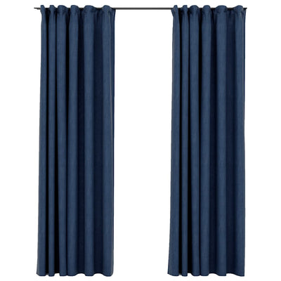 Vidaxl rideaux en lin Look Blackout Hooks 2 ST 140x245 cm bleu