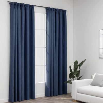 Vidaxl rideaux en lin Look Blackout Hooks 2 ST 140x245 cm bleu