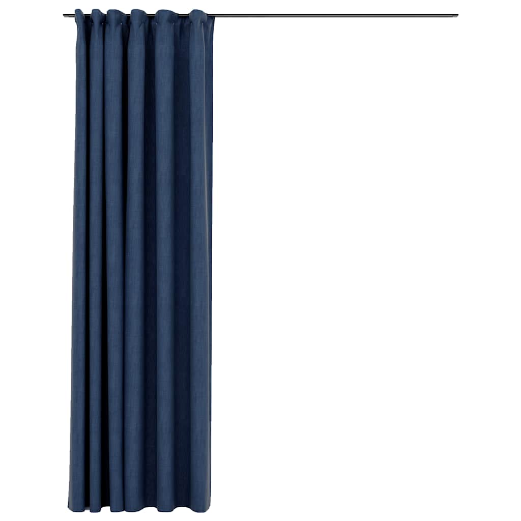 Vidaxl rideau en lin accablant avec des crochets 290x245 cm bleu