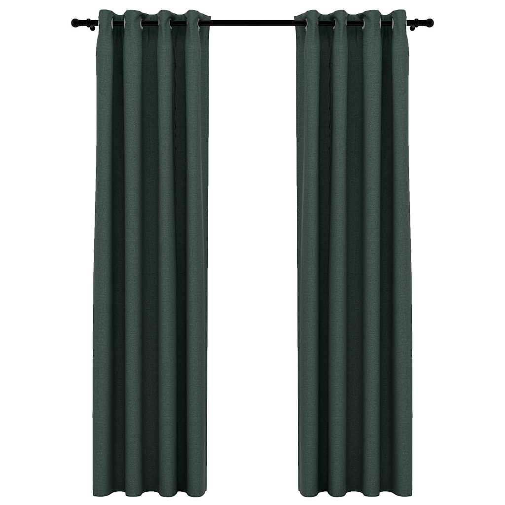 Vidaxl rideaux en lin look accablant les yeux 2 st 140x225 cm vert