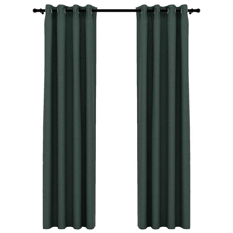 Vidaxl rideaux en lin look accablant les yeux 2 st 140x225 cm vert