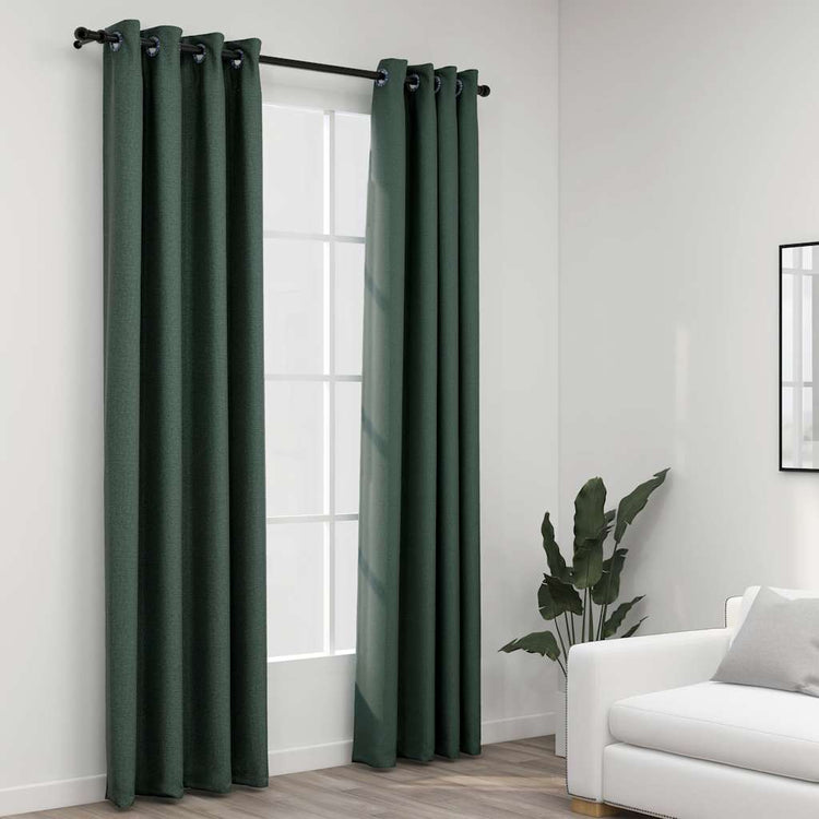 Vidaxl rideaux en lin look accablant les yeux 2 st 140x225 cm vert