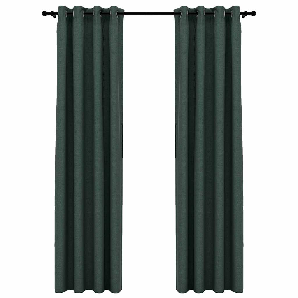 Vidaxl rideaux en lin look accablant les yeux 2 st 140x245 cm vert