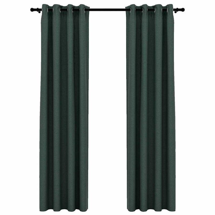 Vidaxl rideaux en lin look accablant les yeux 2 st 140x245 cm vert