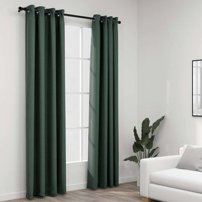 Vidaxl rideaux en lin look accablant les yeux 2 st 140x245 cm vert