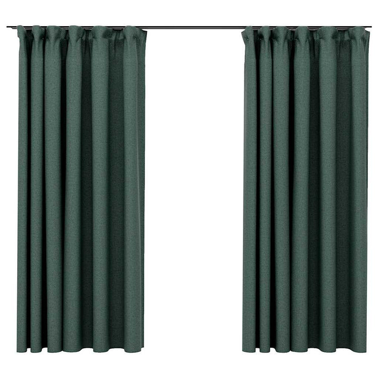 Vidaxl rideaux en lin Look Blackout Crochets 2 ST 140X175 cm vert