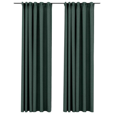 Vidaxl rideaux en lin Look Blackout Crochets 2 St 140x245 cm vert