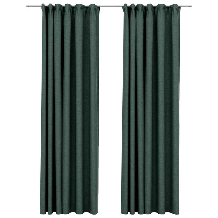Vidaxl rideaux en lin Look Blackout Crochets 2 St 140x245 cm vert